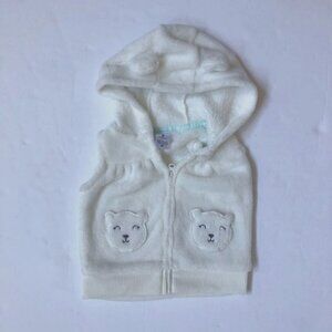 Carters Infant girls Off White Velour Hooded Bear Ear Girls Vest 9 M